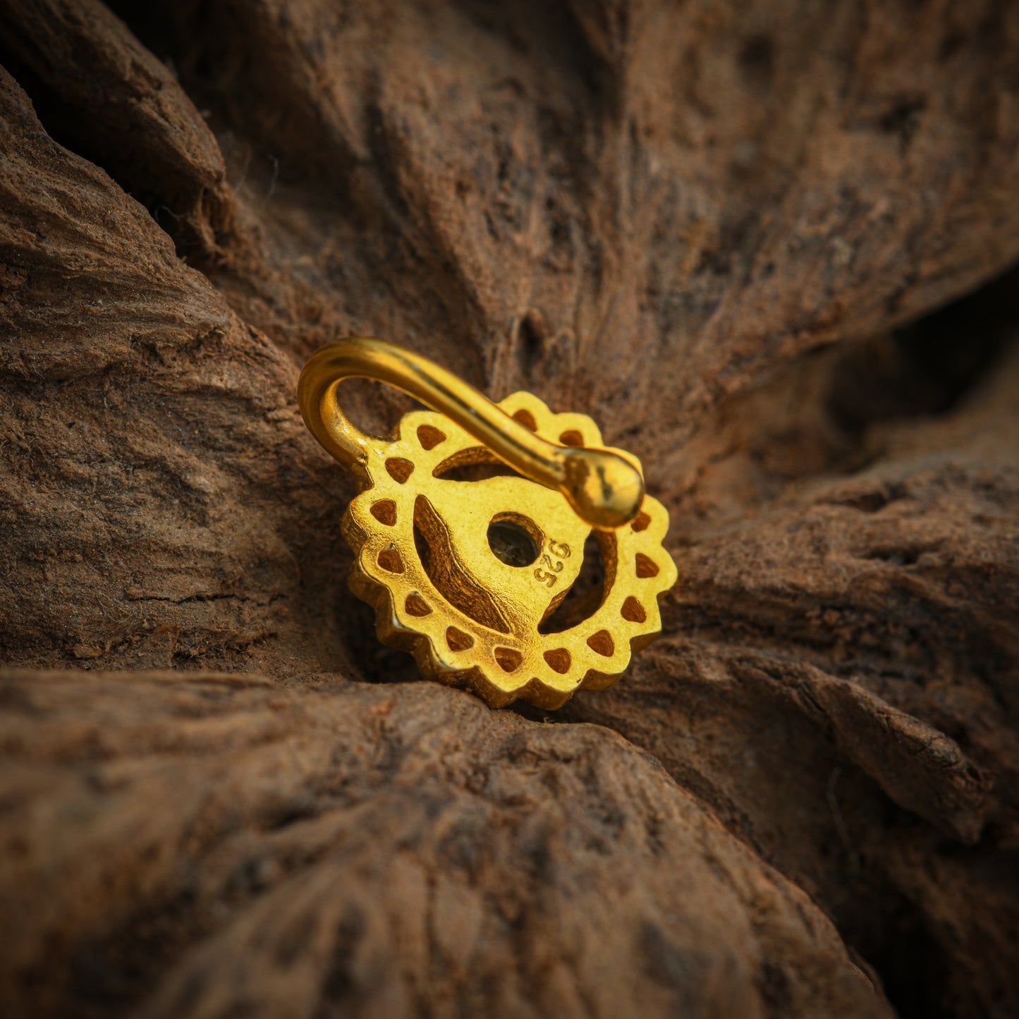 Vishuddhi Chakra Gold Plated Silver Nose Pin