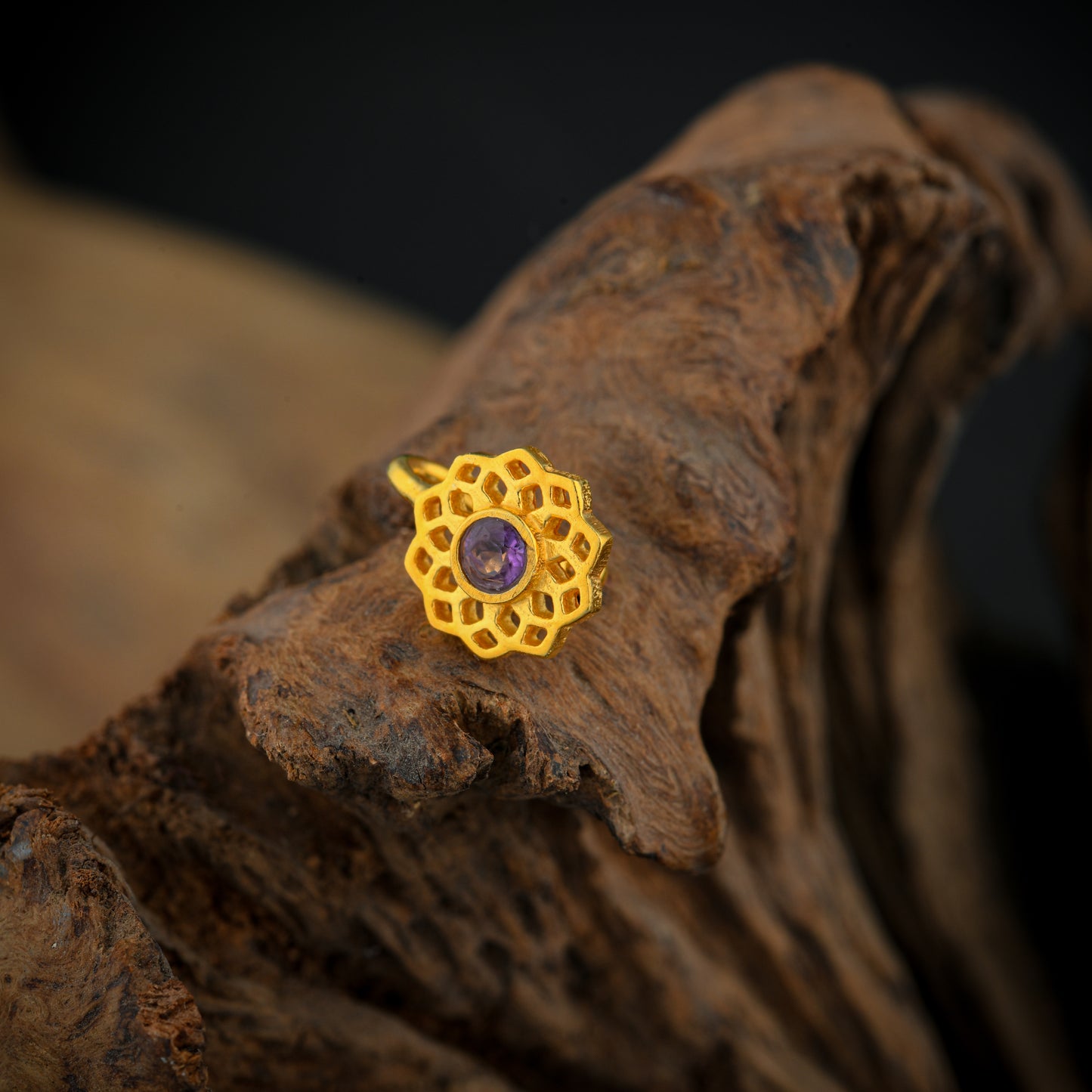 Crown Chakra Gold Plated Silver Nose Pin