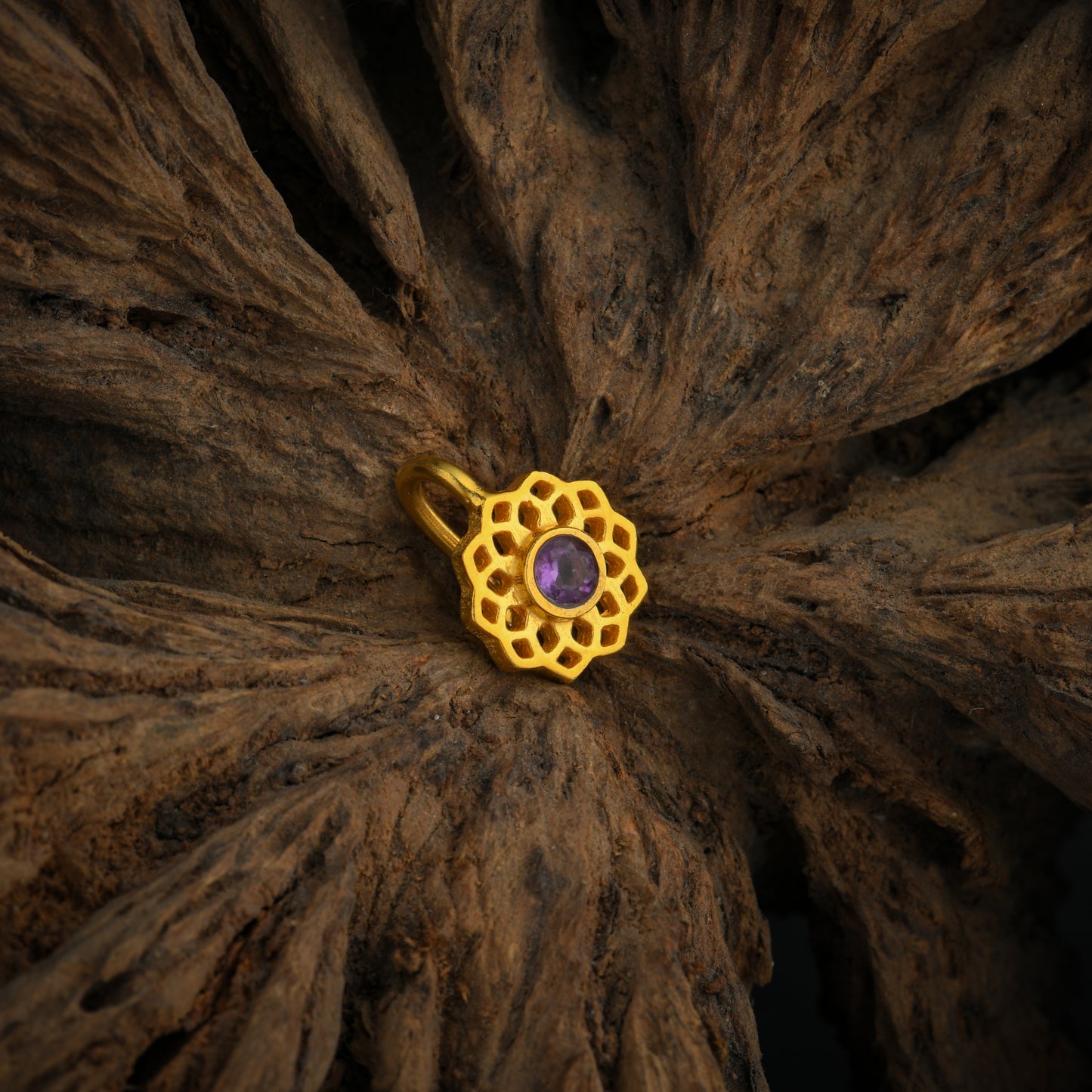 Crown Chakra Gold Plated Silver Nose Pin