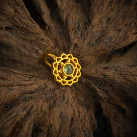 Anahat(Heart) Chakra Gold Plated Silver Nose Pin
