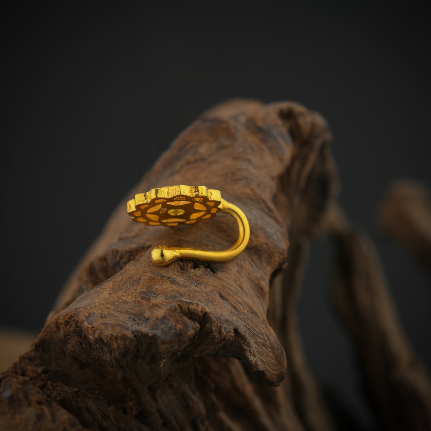 Anahat(Heart) Chakra Gold Plated Silver Nose Pin