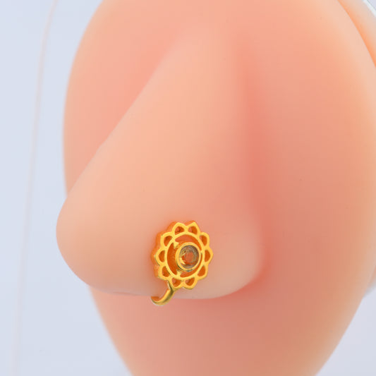 Swadhisthana(Sacral) Chakra Gold Plated Silver Nose Pin
