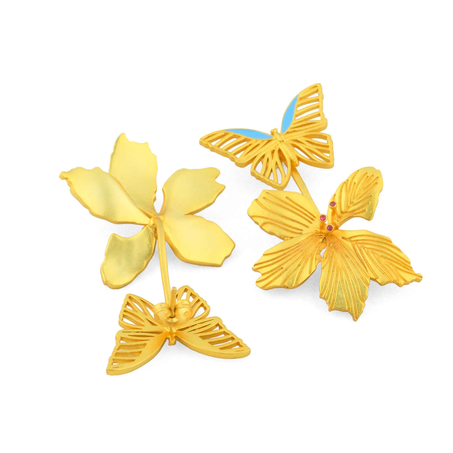 Corbett Butterfly And Kachnar Studs Cum Ear Jackets