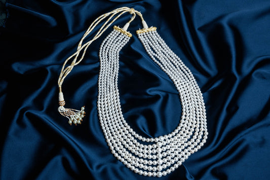 Seven Layered Long Pearl Necklace