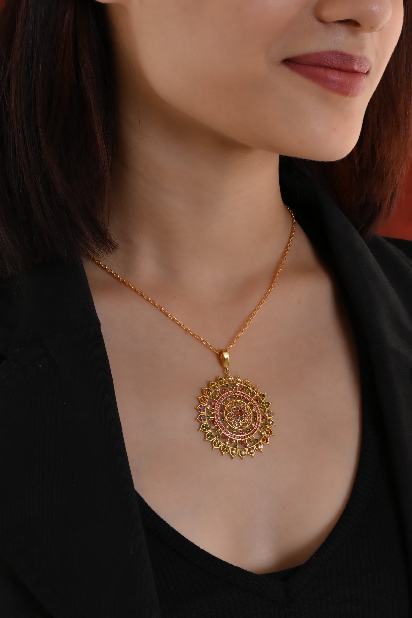 Heera Panna Pendant Necklace