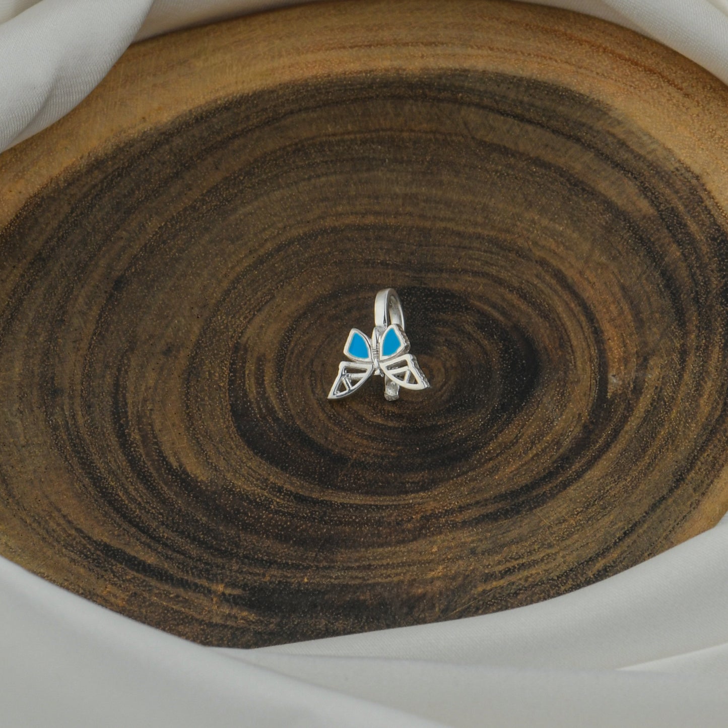 "Adonis Blue" Silver Enamelled Nose pin