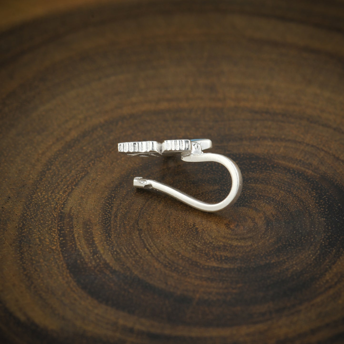 "Adonis Blue" Silver Enamelled Nose pin