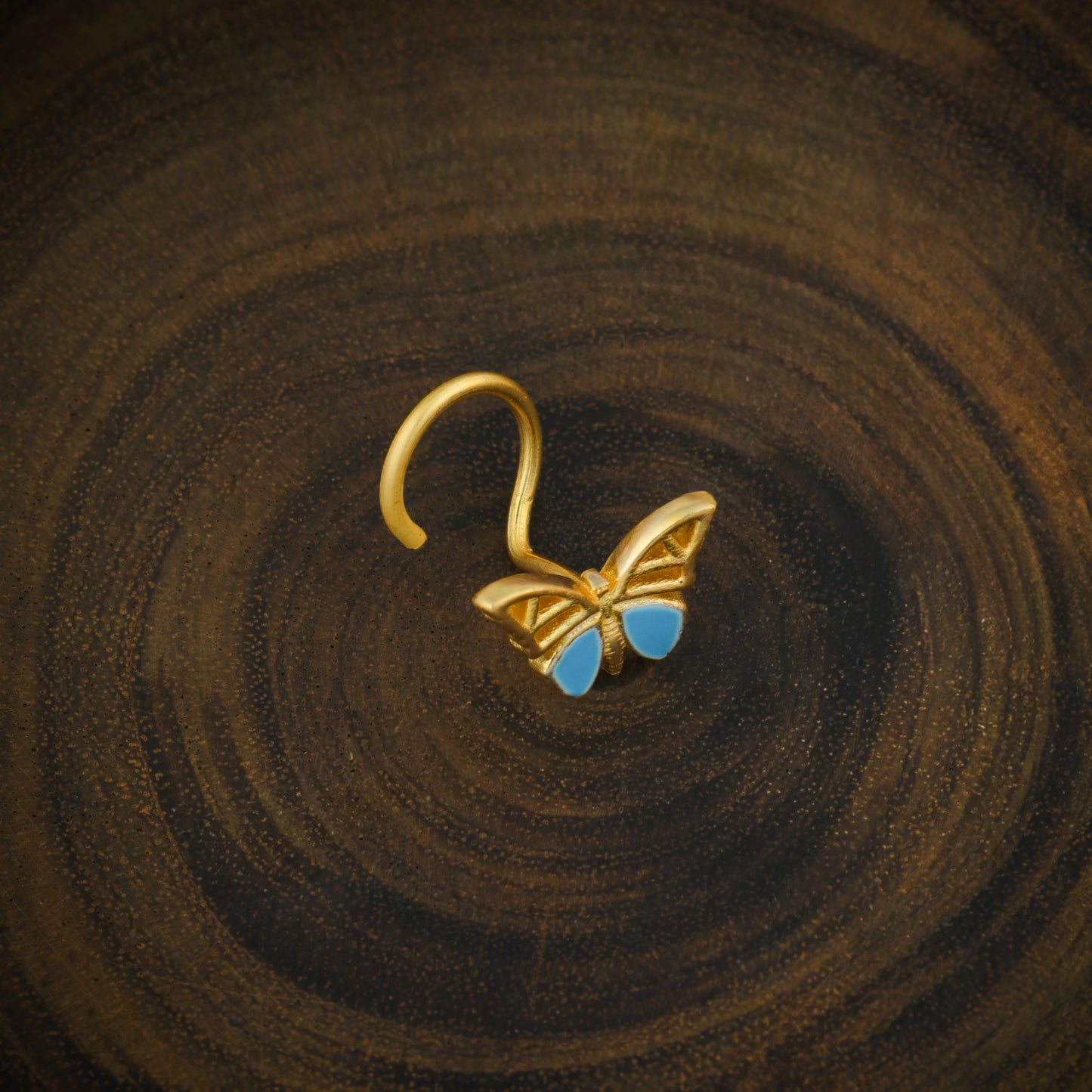 "Adonis Blue" Butterfly Gold Plated Silver Nose Pin