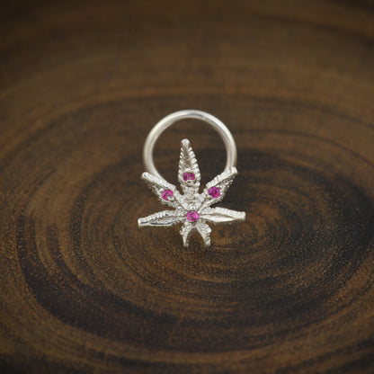 "Cannabis The Weed" Silver Nose Pin