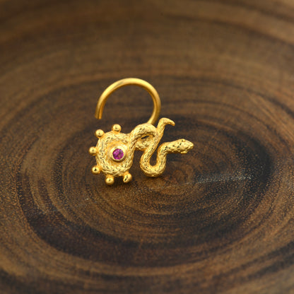 "The Serpent" Gold Plated Silver Nose Pin