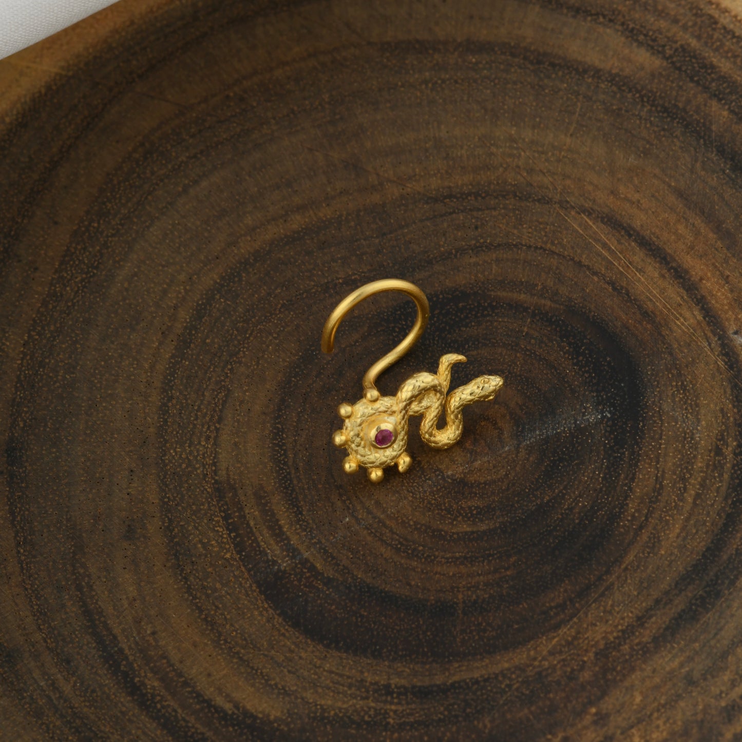 "The Serpent" Gold Plated Silver Nose Pin