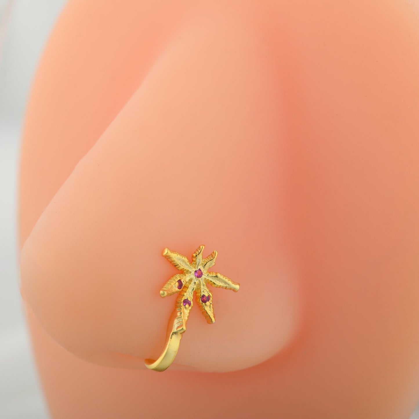 "Cannabis The Weed" Gold Plated Silver Nose Pin