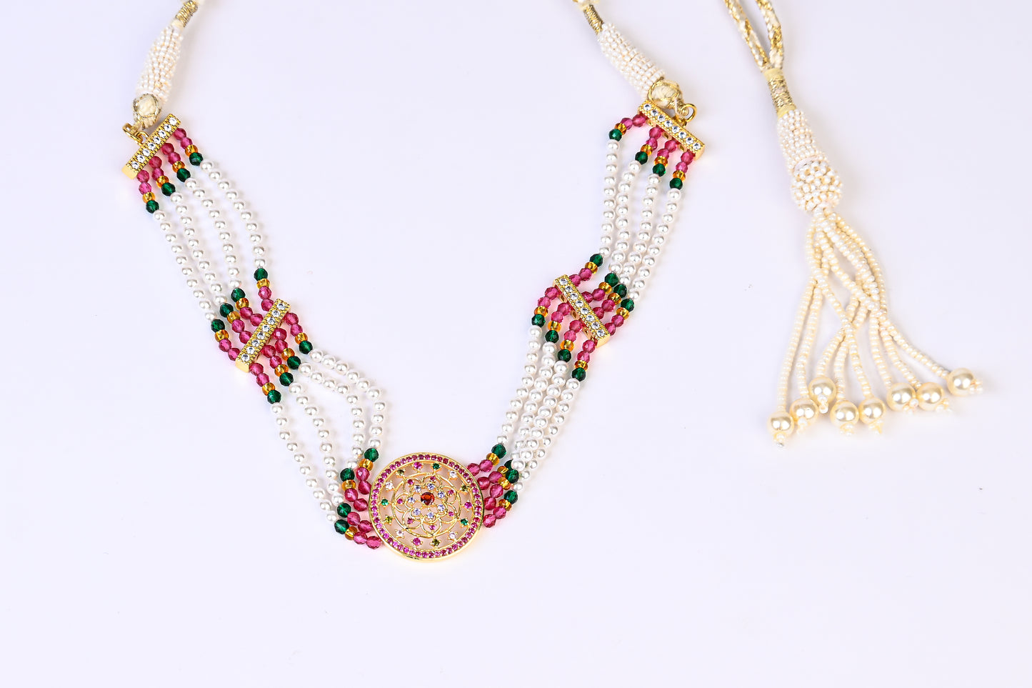 Heera Panna Moti Choker Set