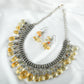 Citrine Drops Silver Necklace Set