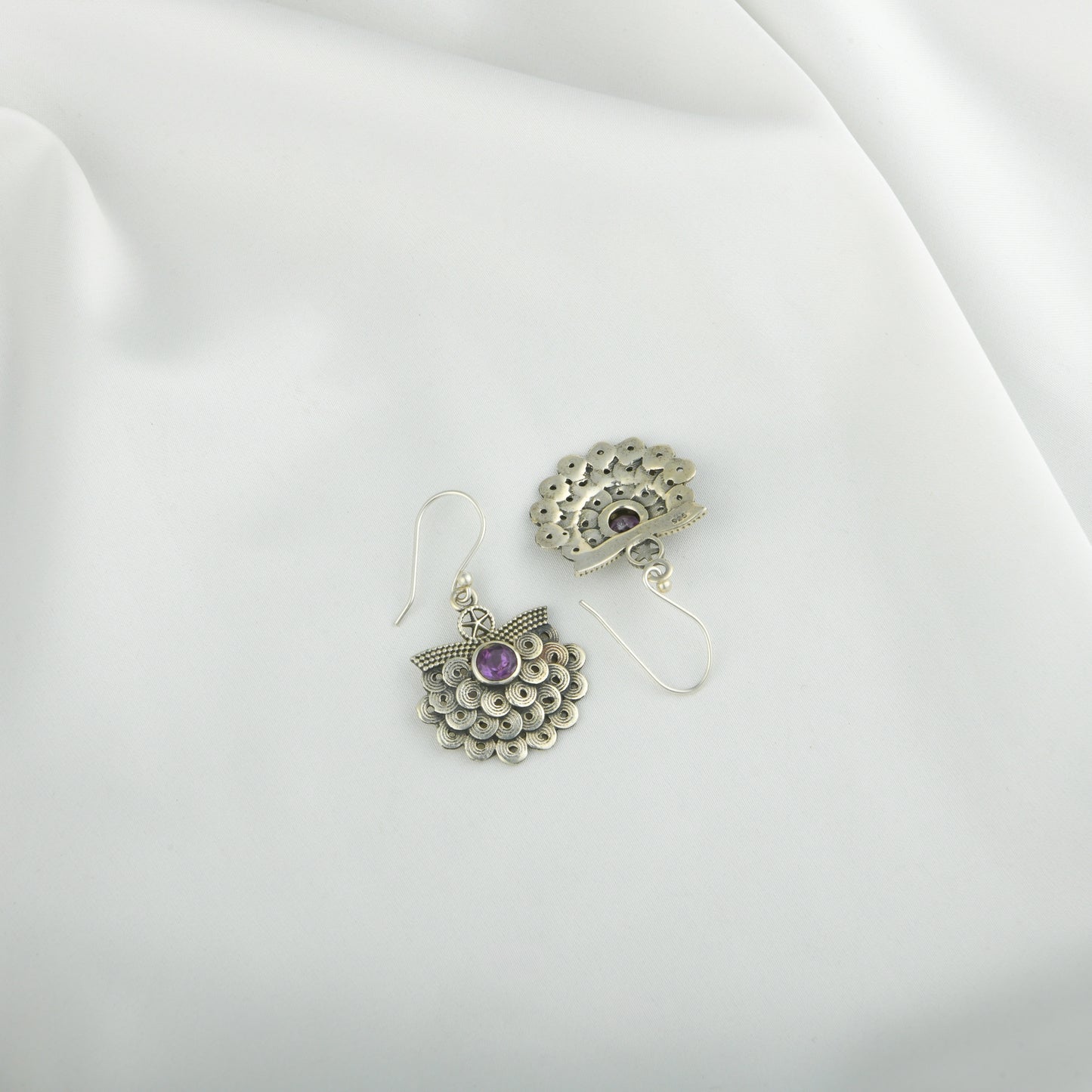 Faceted Amethyst Necklace With Filigree Earrings