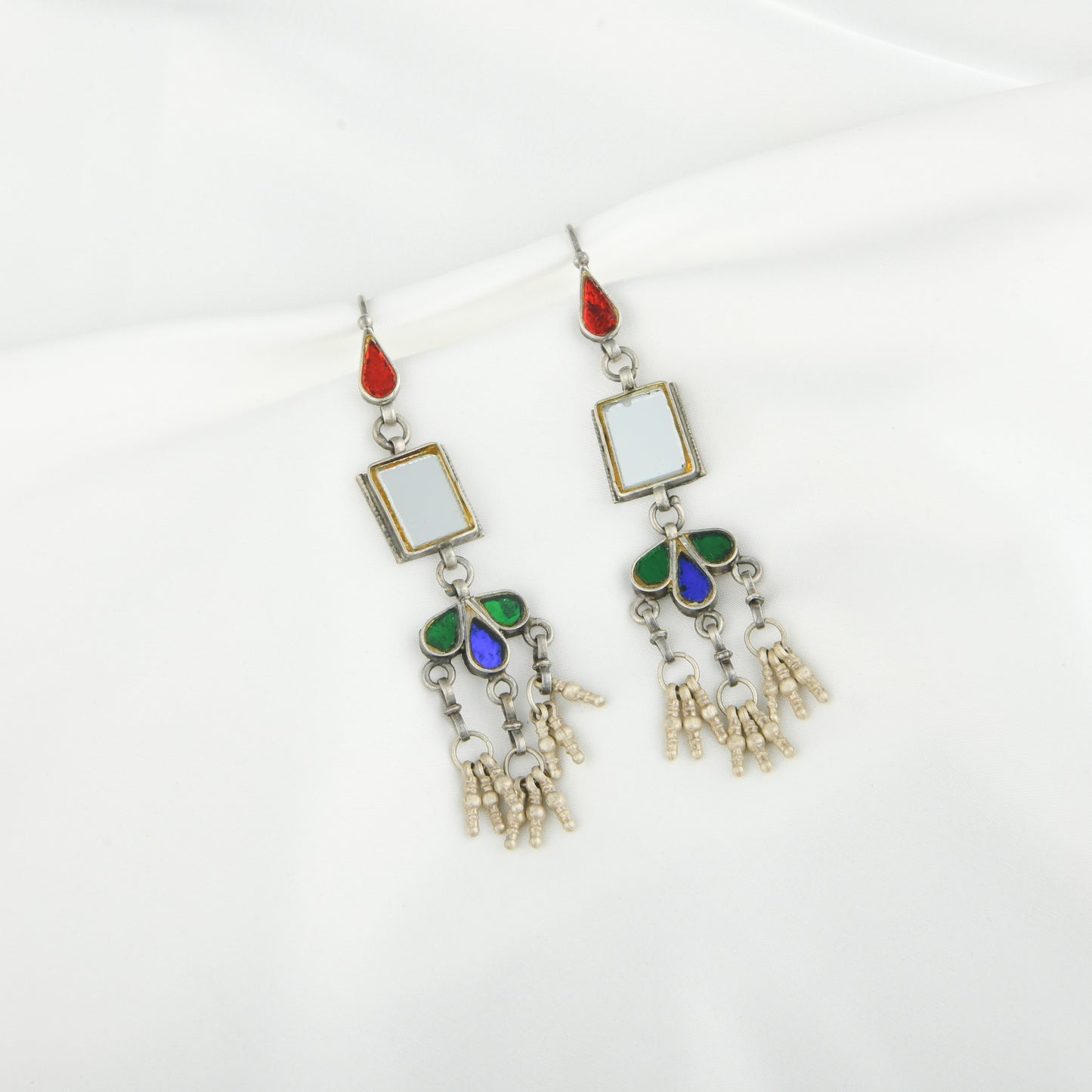 Madhu Chandrika Satrangi Silver Earrings