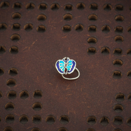 Blue Butterfly Meena Nose Pin