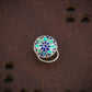 Meena Blue Rose Silver Nose Pin