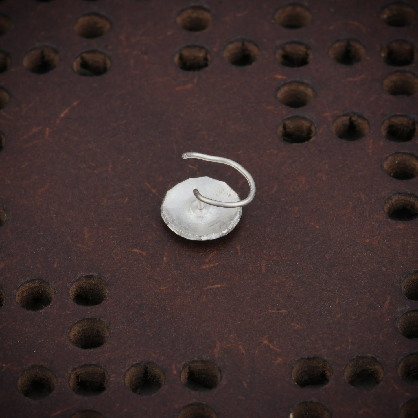 Meena Blue Rose Silver Nose Pin