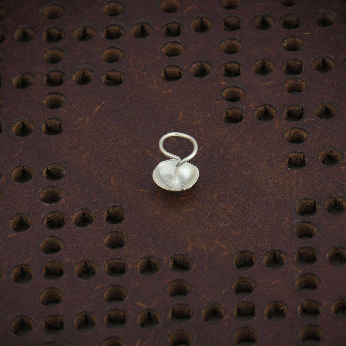 Meena Lotus Silver Nose Pin