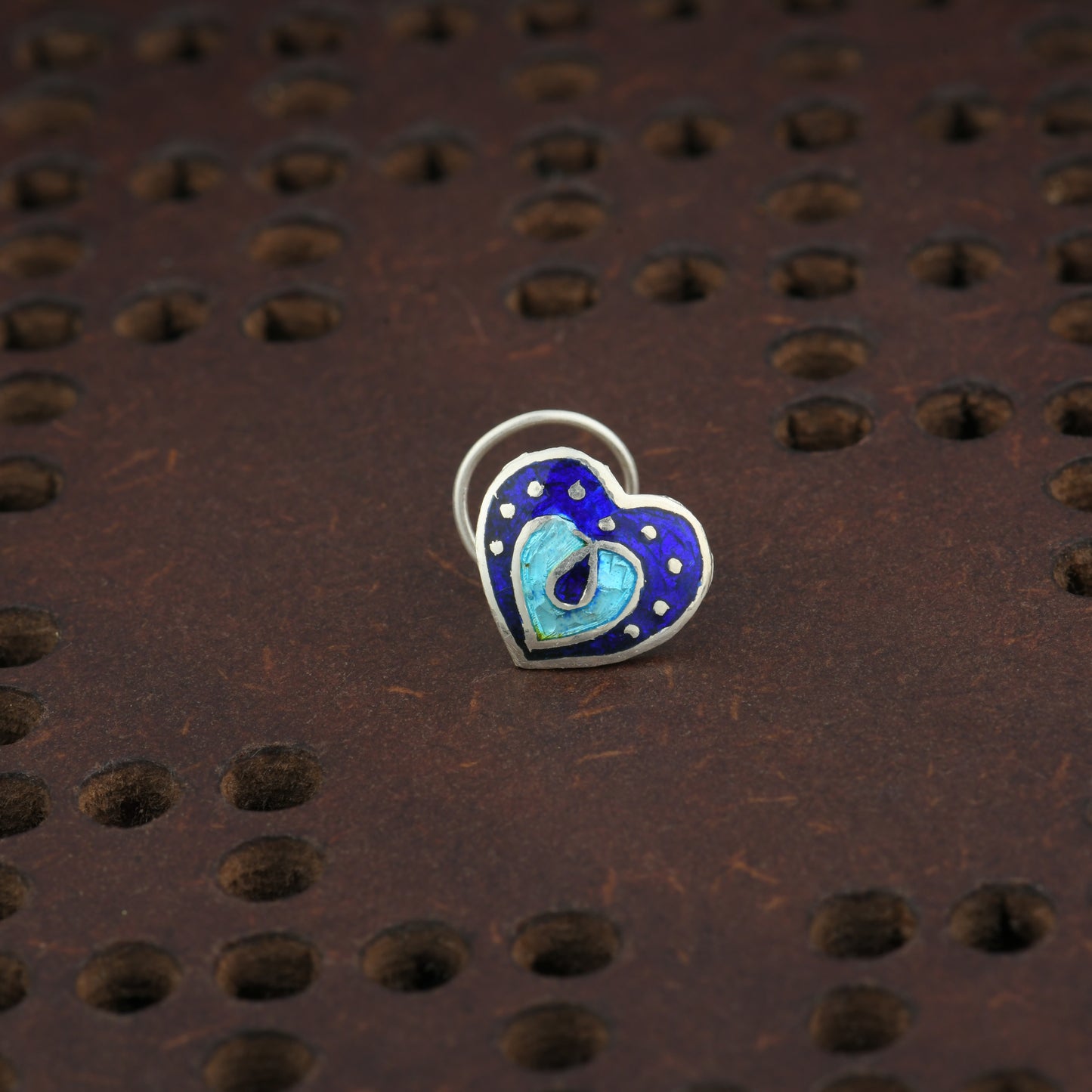 Silver Meena Heart Nose Pin