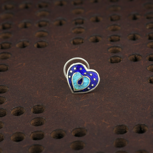 Silver Meena Heart Nose Pin