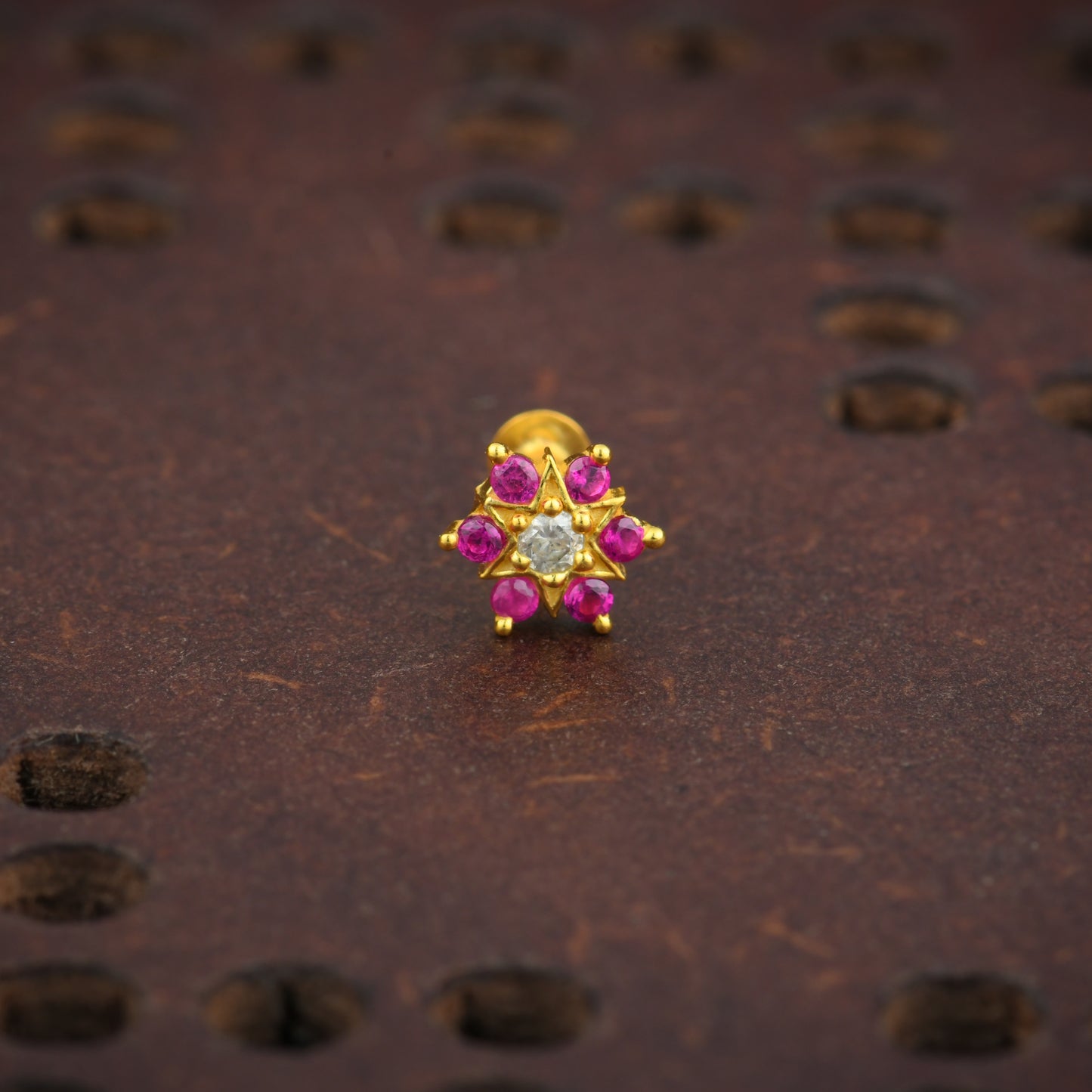 Shimmering Star Gold Plated Silver Nose Pin