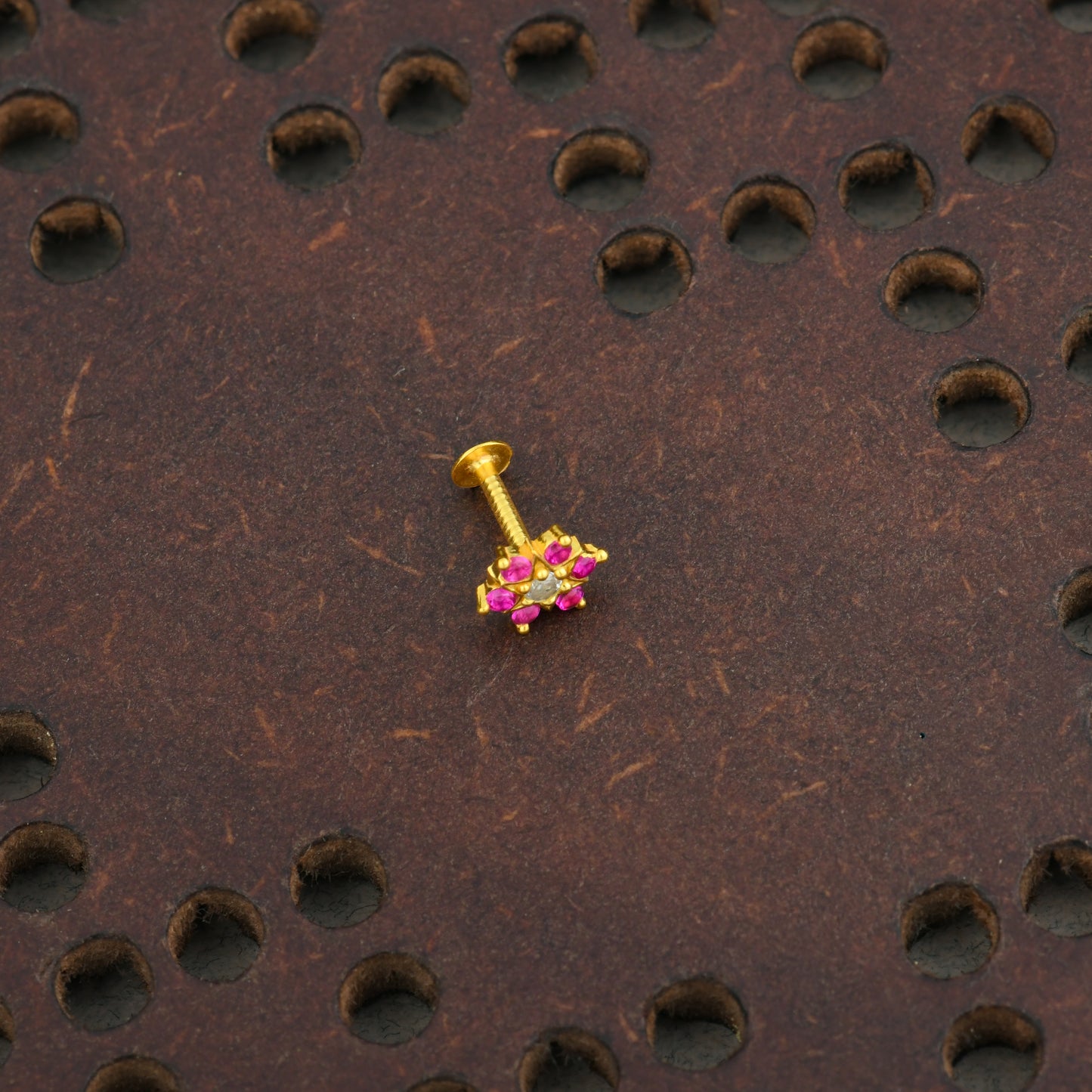 Shimmering Star Gold Plated Silver Nose Pin