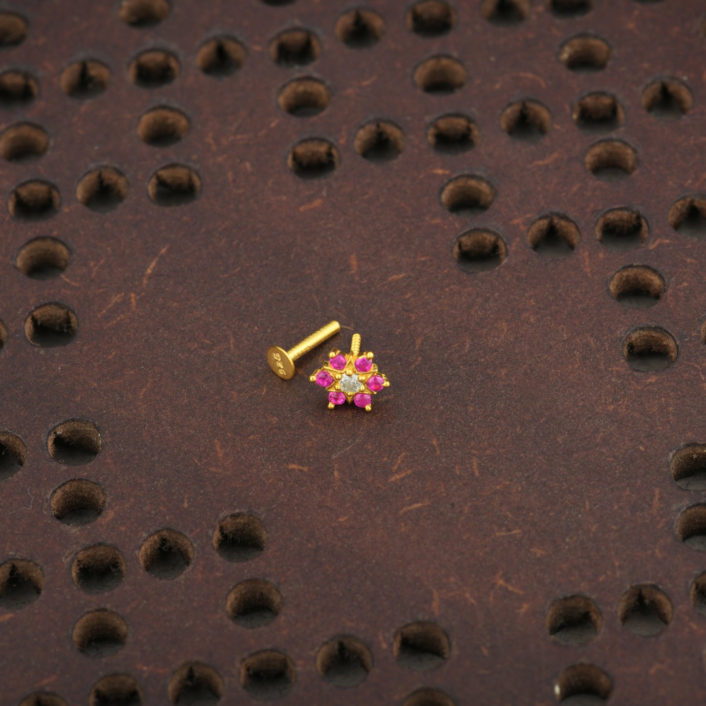 Shimmering Star Gold Plated Silver Nose Pin