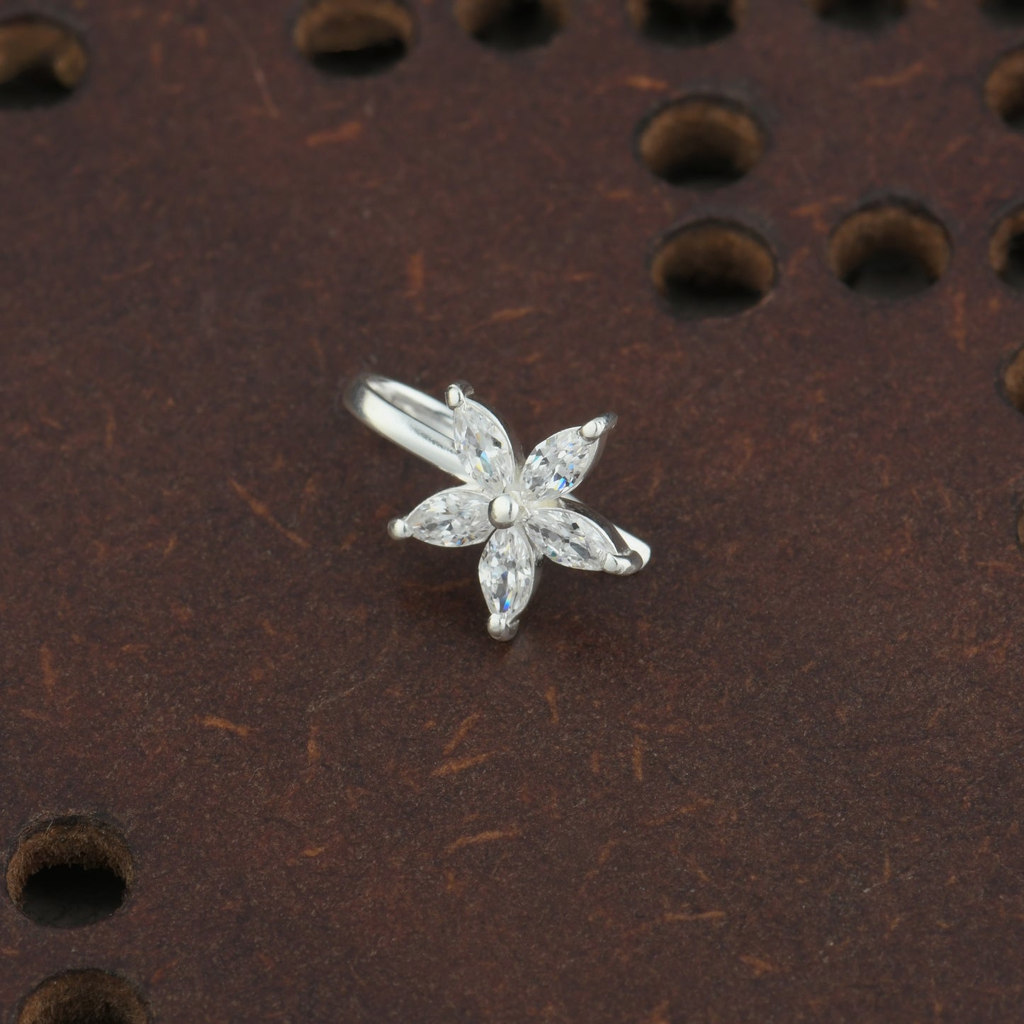Champa CZ Silver Nose pin