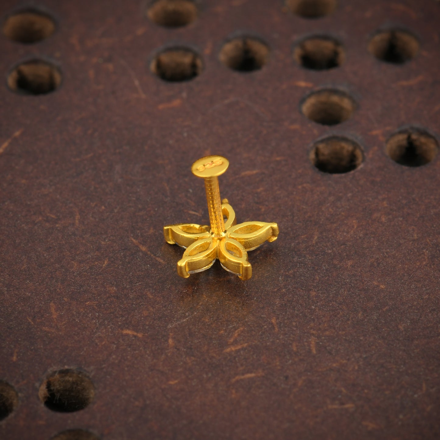 Champa Gold Plated Silver CZ Nose Pin