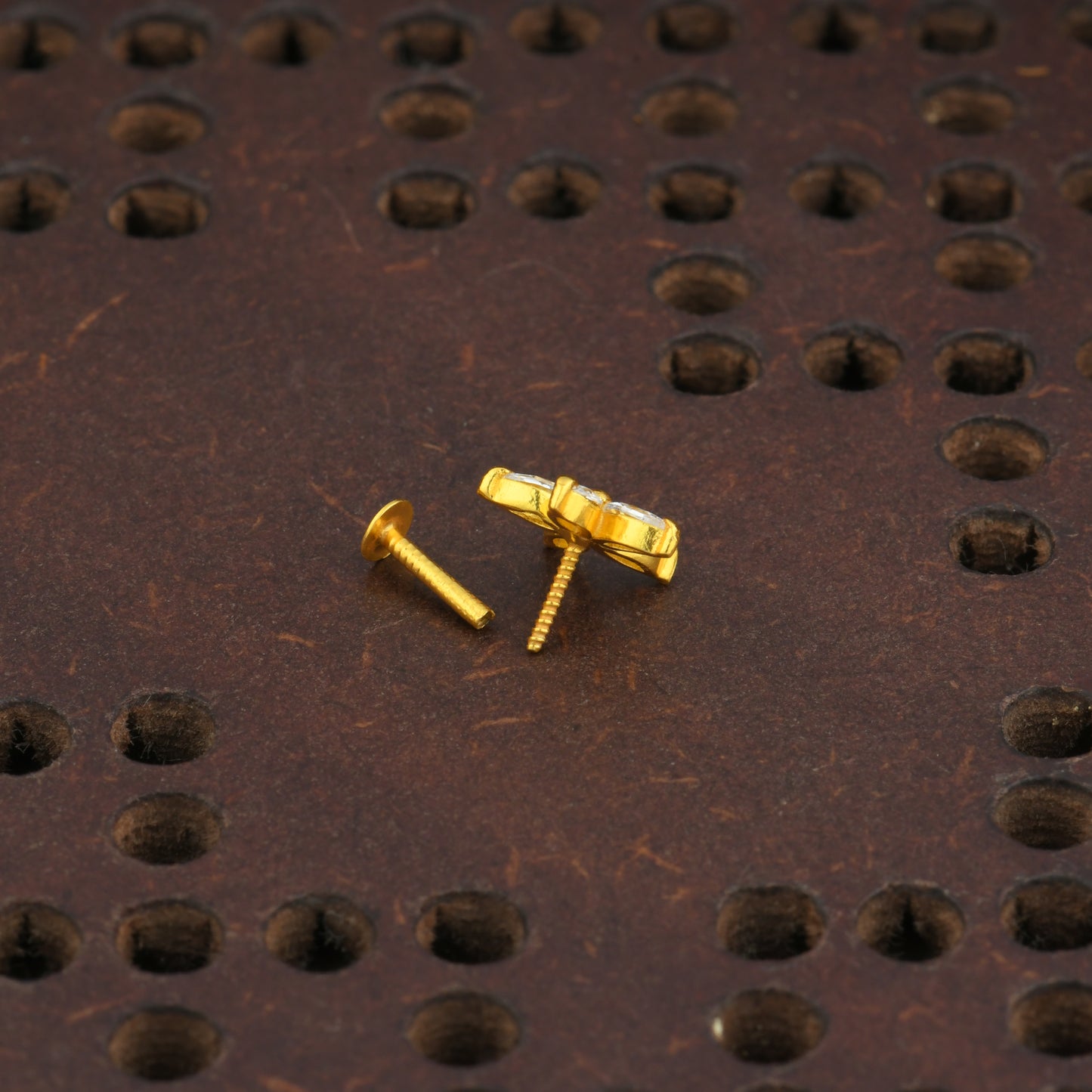 Champa Gold Plated Silver CZ Nose Pin