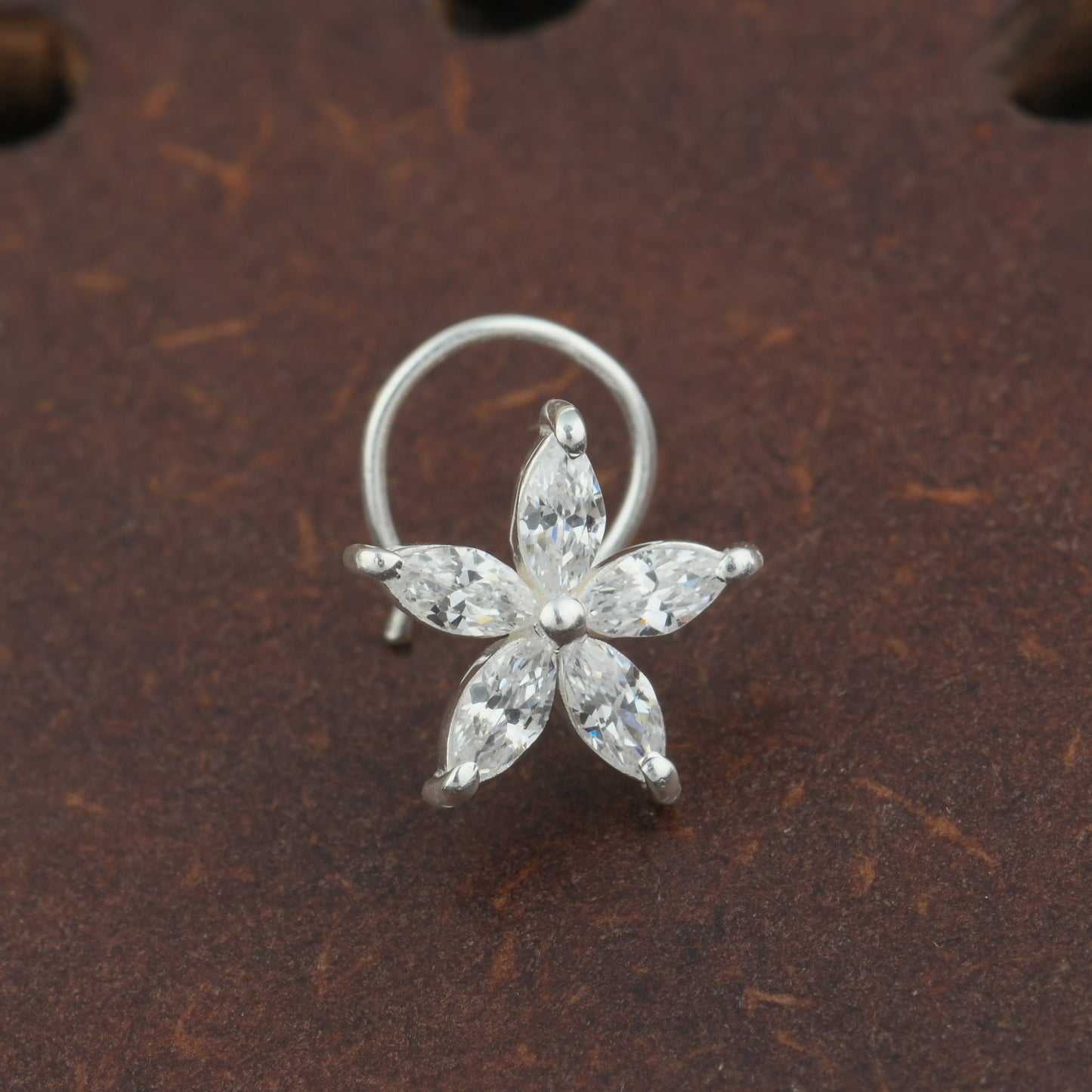 Champa CZ Silver Nose pin