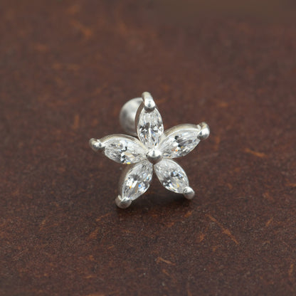 Champa CZ Silver Nose pin