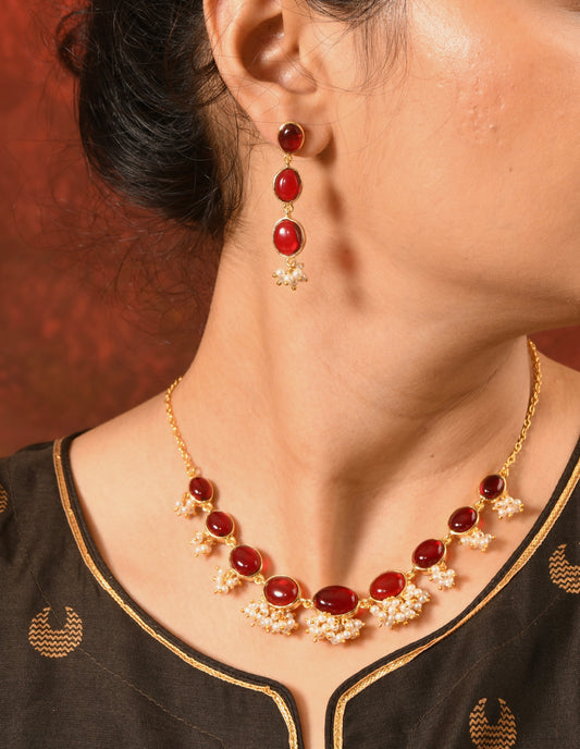 Lakshmi Ruby Necklace Set