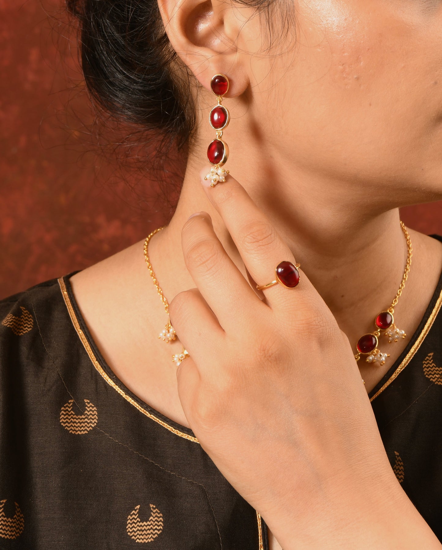 Lakshmi Ruby Earrings