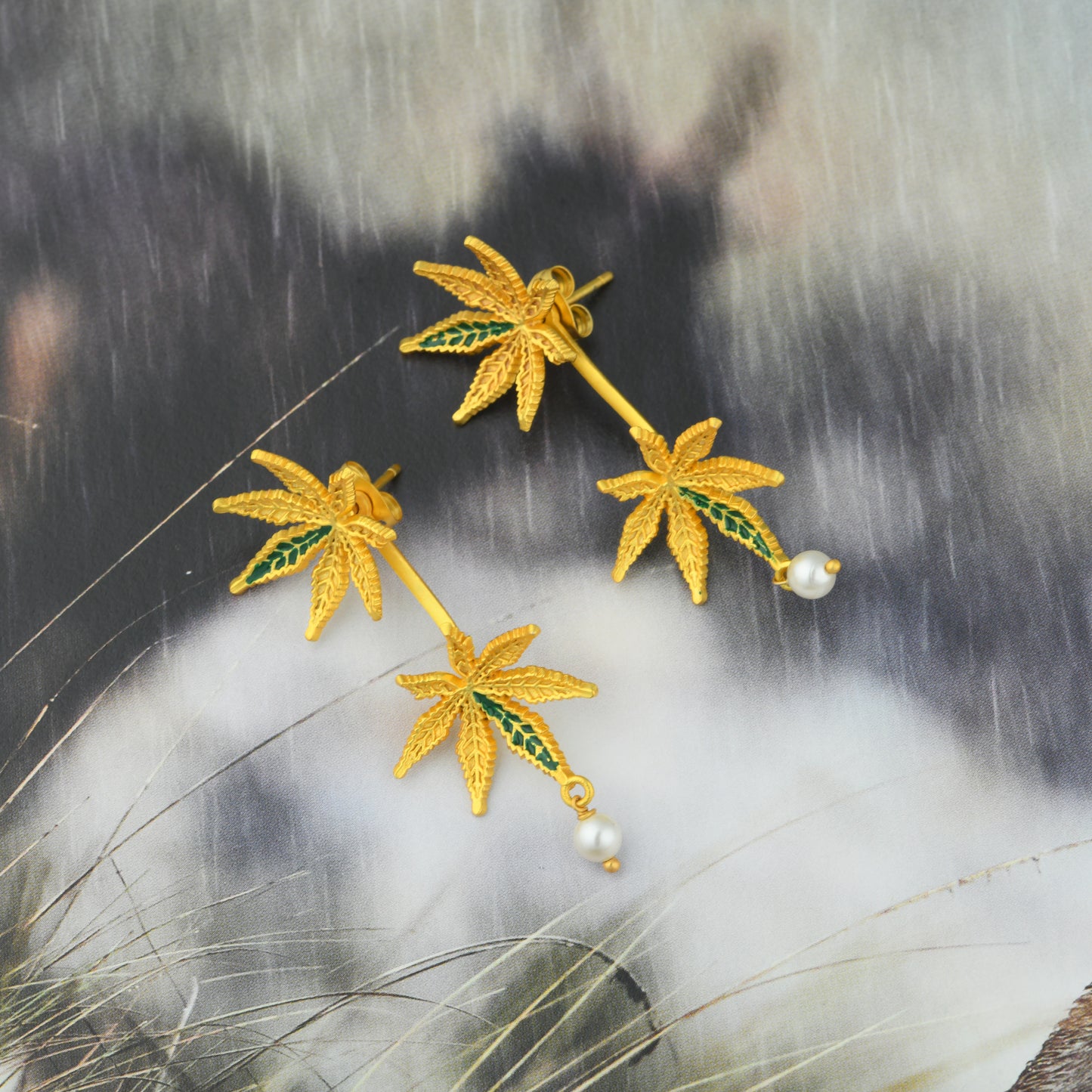 Corbett Canabis EarJackets Cum  Earrings