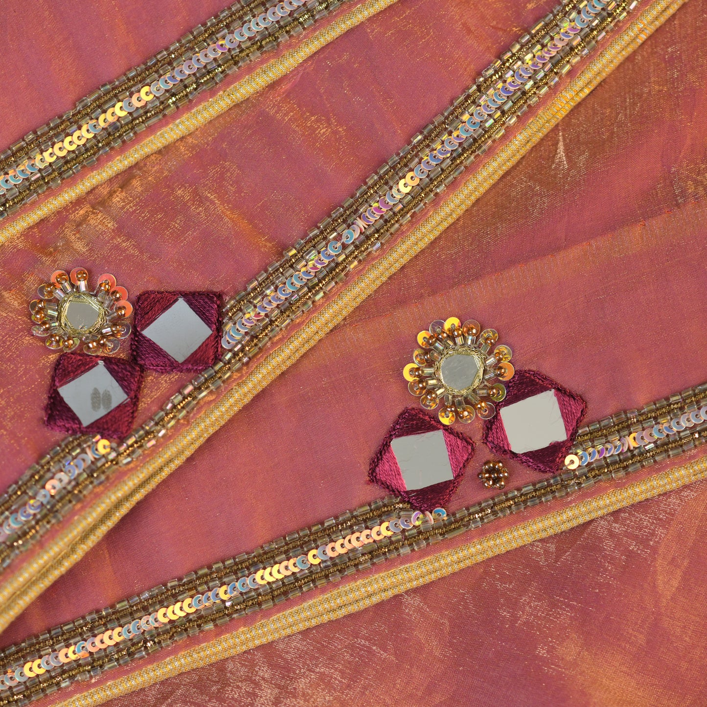 Peach Gulabi Adaa Hand Embroidered Saree