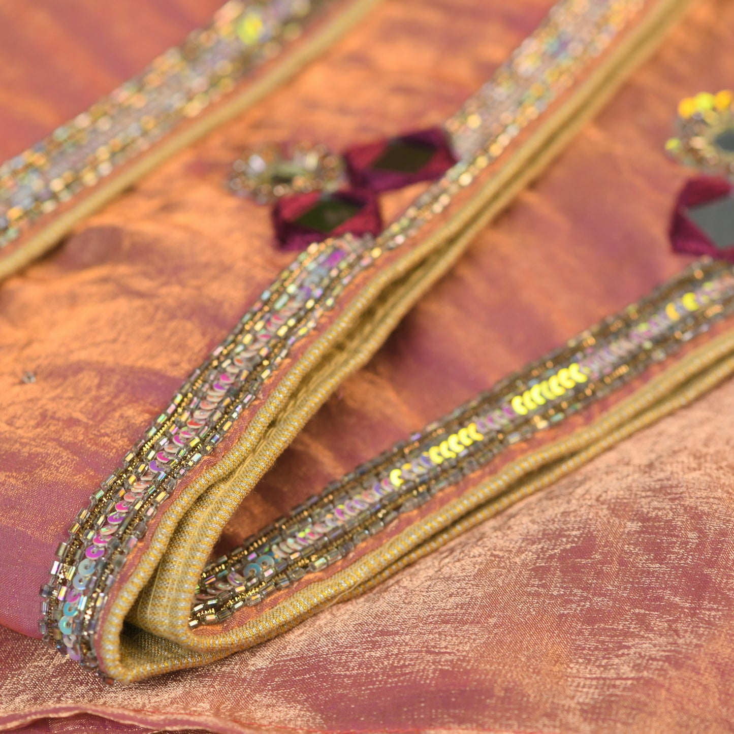 Peach Gulabi Adaa Hand Embroidered Saree