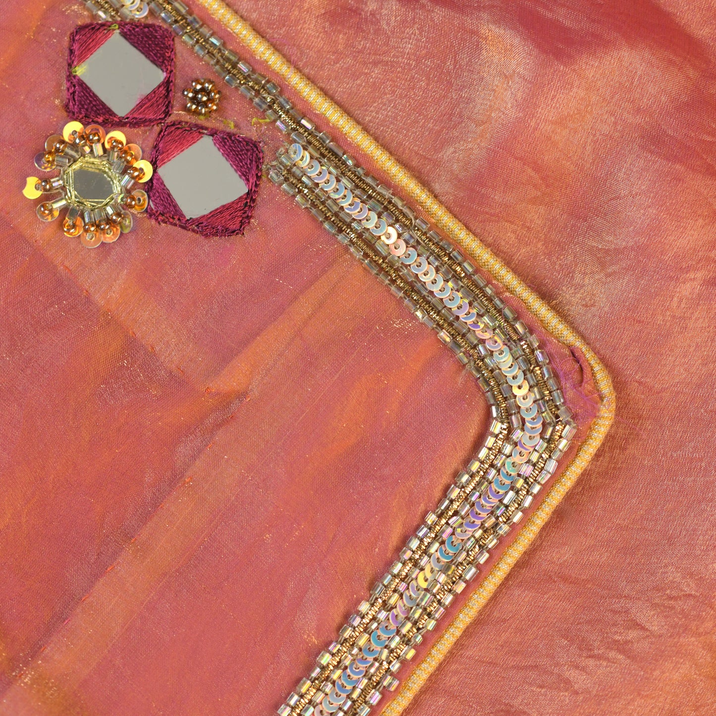 Peach Gulabi Adaa Hand Embroidered Saree