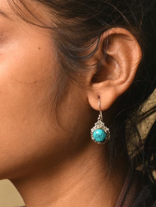 Intricate Silver Turquoise Earrings