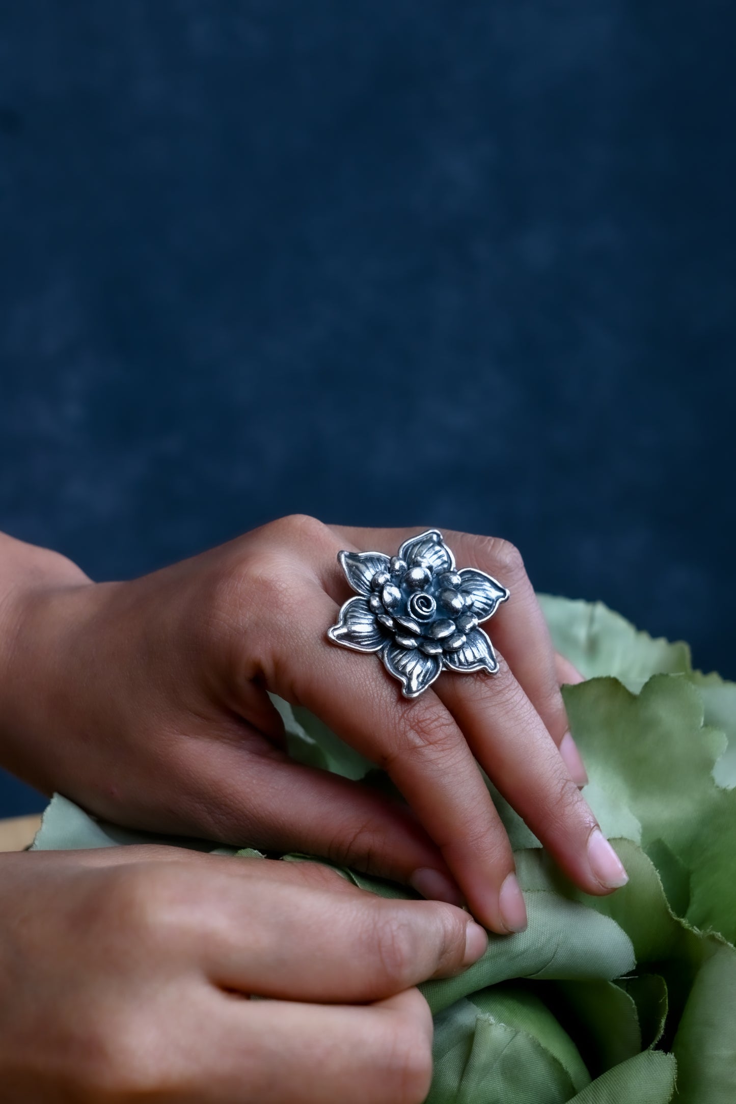 The Lotus Silver Statement Ring