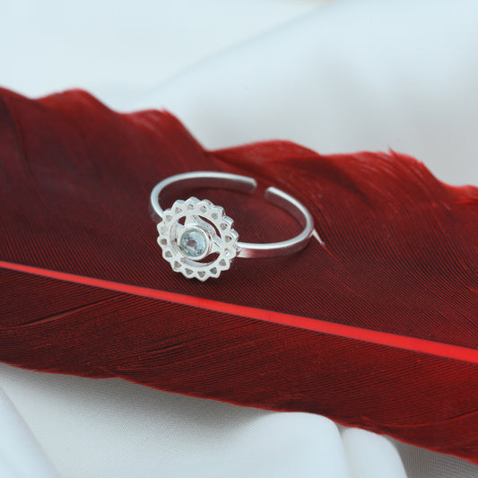Throat Chakra Minimal Silver Ring
