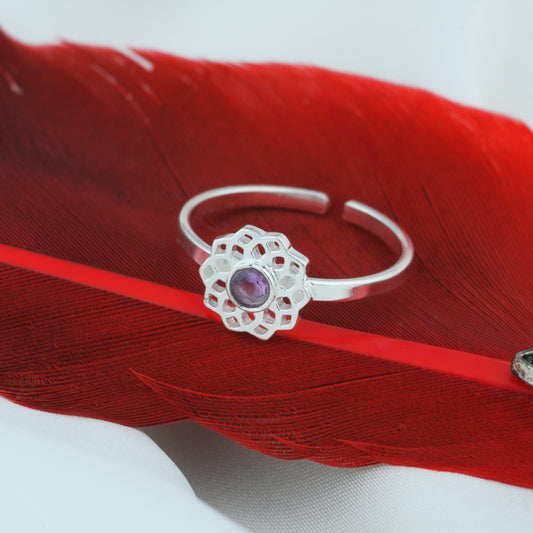 Crown Chakra Minimal Silver Ring