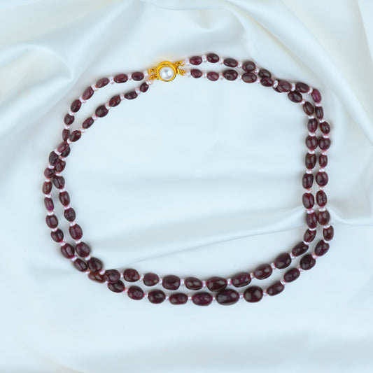 Ruby Pearl Duet String Necklace
