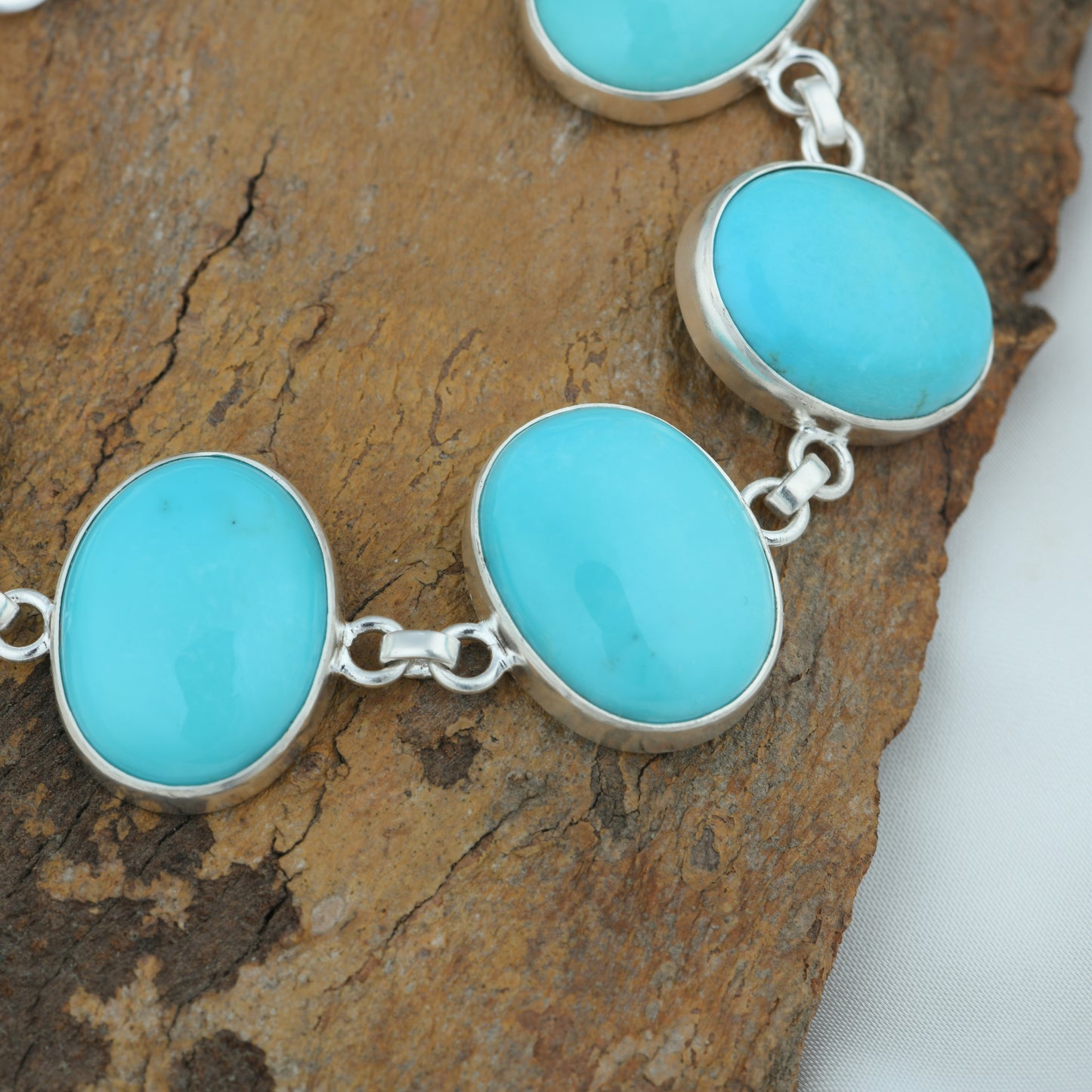 Natural Turquoise In Silver Bracelet