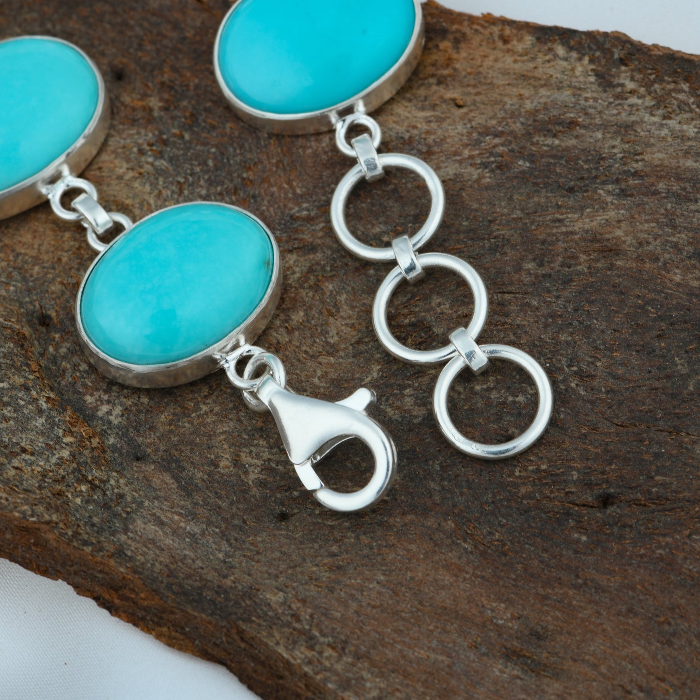 Natural Turquoise In Silver Bracelet
