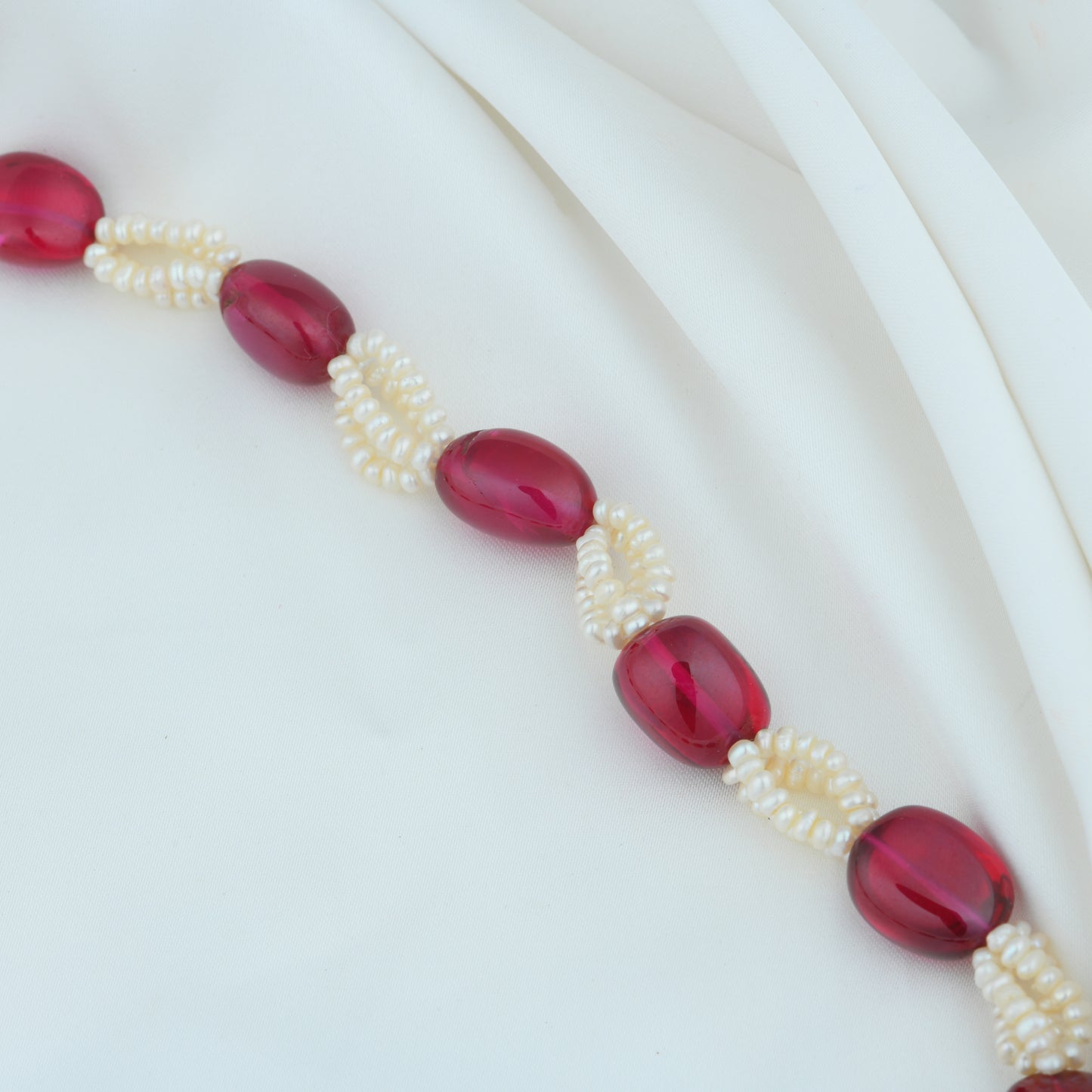 Lab Created Ruby Freshwater Pearls Necklace