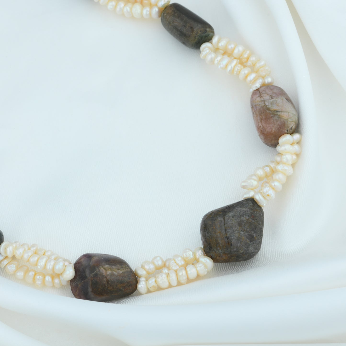 Tourmaline Tumbles And Freshwater Pearls Necklace