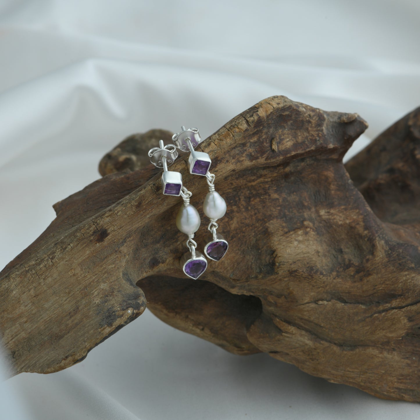 Amethyst Baroque Pearl Earrings